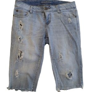 Celebrity pink distressed  denim jean shorts Size 7 Boho Beachy